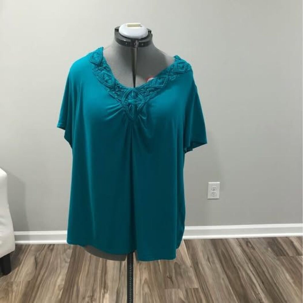 3X 22W/24W Faded Glory Womens Short Sleeve Blouse CA22
